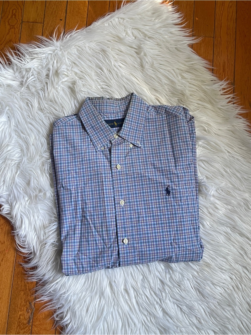 Polo Ralph Lauren Men’s Blue Plaid Button Down Shirt Size Large Classic Fit